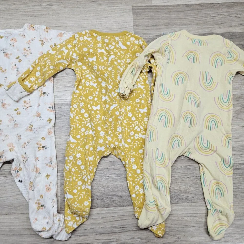 Old Navy Baby Girl Yellow Footie Pajamas Size 6-9 Months